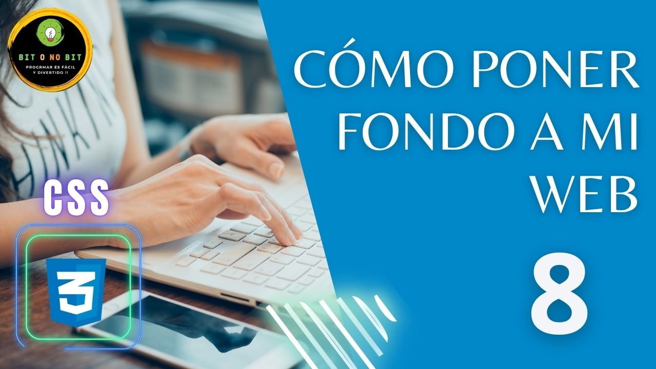 Imagen de fondo azul con manos de mujer en un teclado y el título del vídeo