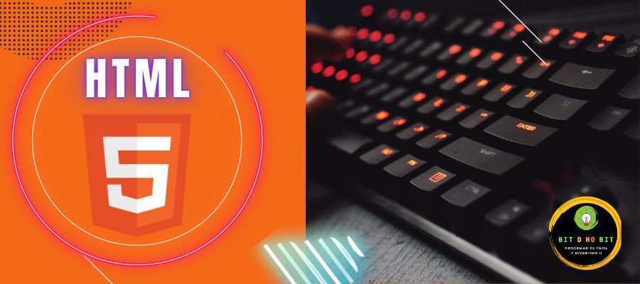 Imagen de fondo naranja con el logo de HTML5 