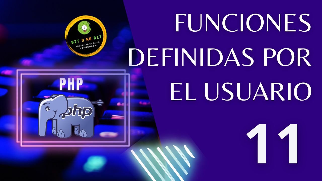 Imagen de un teclado retroiluminado y el logo de PHP con tonalidades violetas