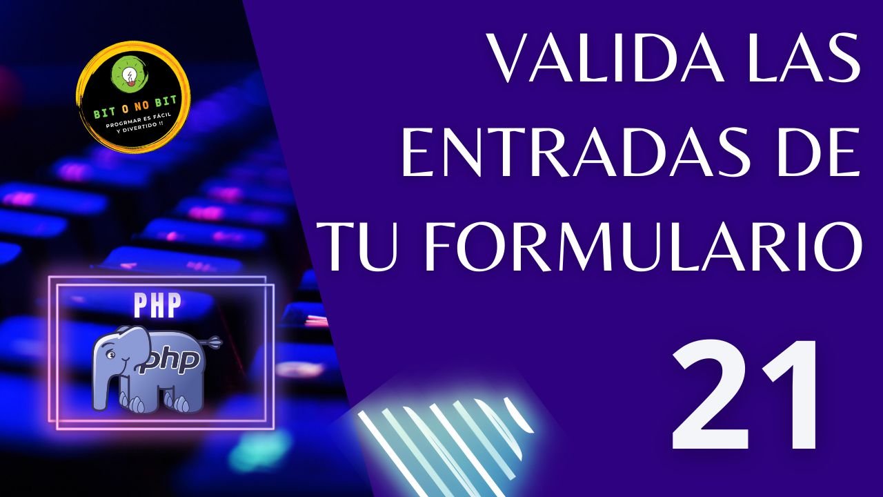 Imagen de un teclado retroiluminado y el logo de PHP con tonalidades violetas